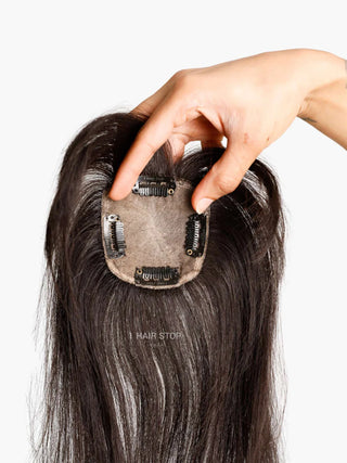 Silk Hair Topper With Bangs